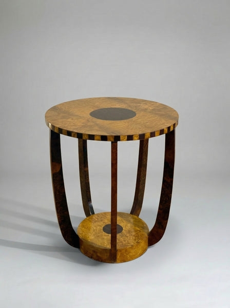 End Table Sculptural White Stone-Like Tripod Base Round Top