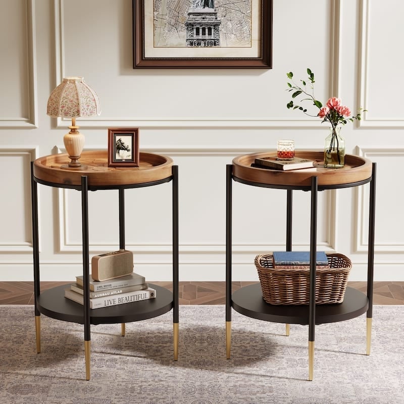 End Table Set Nesting Radial Design, Bohemian Nesting Side Tables
