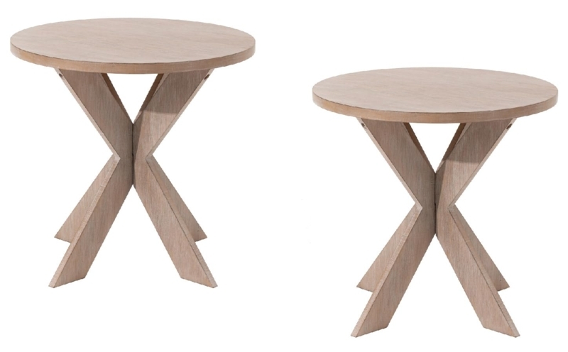 End Table Set Nesting Weathered Grey Farmhouse Rustic