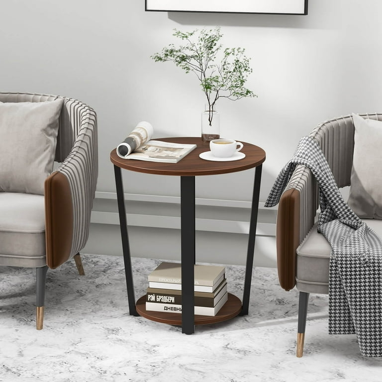 End Table Set of Two Slender Metal Silhouette Sled Base Small Space