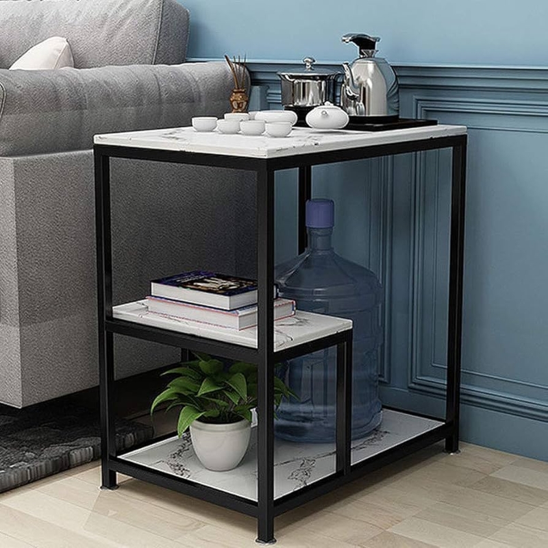 End Table Sintered Stone Top Gold Frame, Modern Luxury Style.