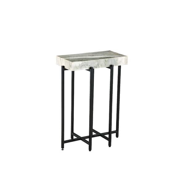End Table Sled Base Matte Black Metal Rectangular Minimalist Accent
