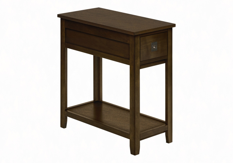 End Table Slim Profile White Storage Drawer Open Shelf Transitional
