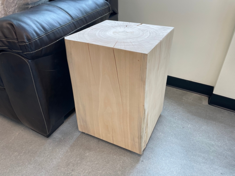 End Table Solid Block Form Natural Knot Details Modern Farmhouse Style
