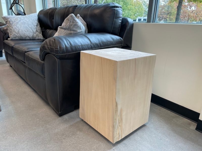 End Table Solid Wood Blocks Chunky Silhouette Minimalist Natural Finish