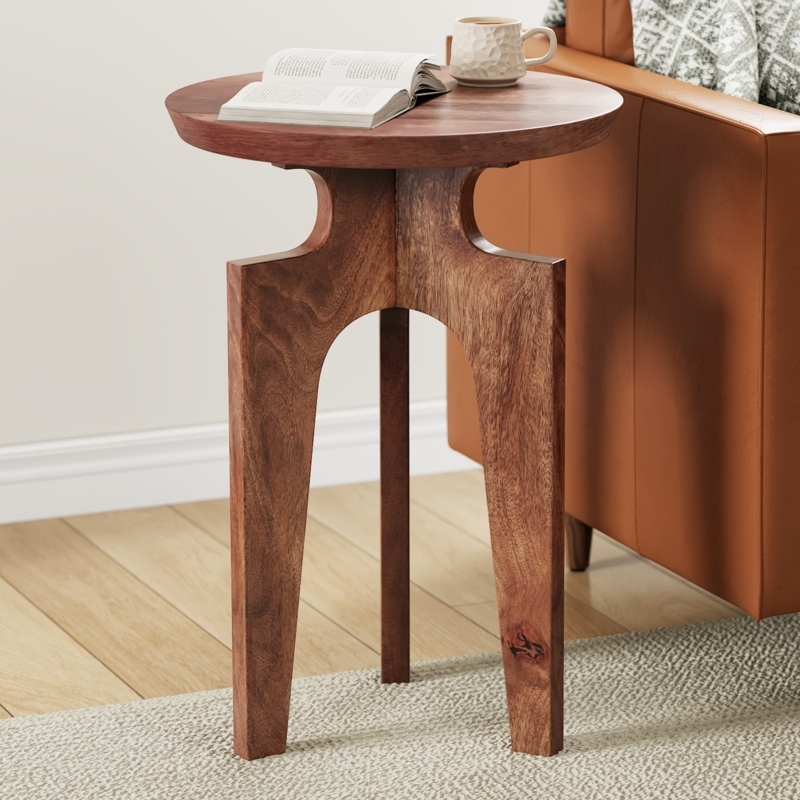 End Table Splayed Legs Honey Finish Mid Century Style