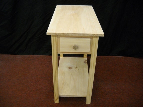 End Table Square Edge Style Narrow Profile Unfinished