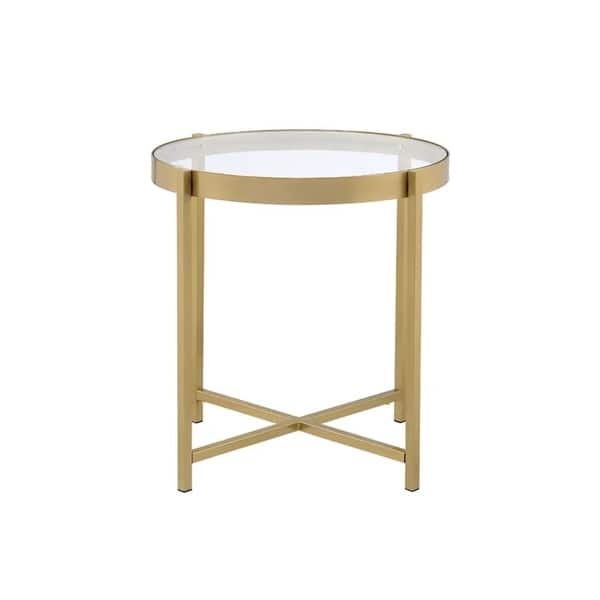 End Table Square Glass Top Polished Silver Metal Glam