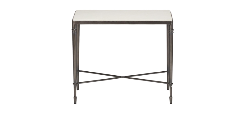 End Table Square Inset Top Mottled Grey Stone Slim Metal Base