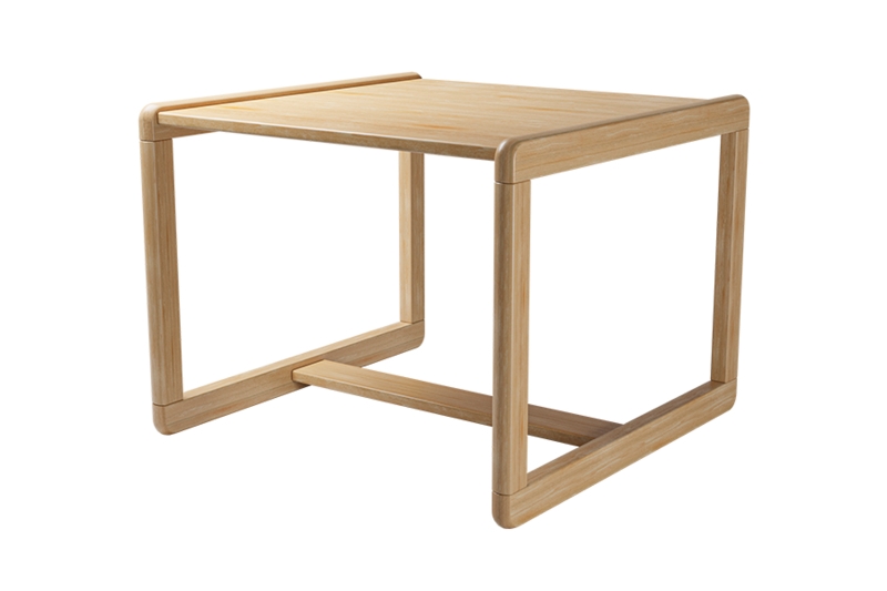 End Table Square Natural Wood Grain Thick Sled Base