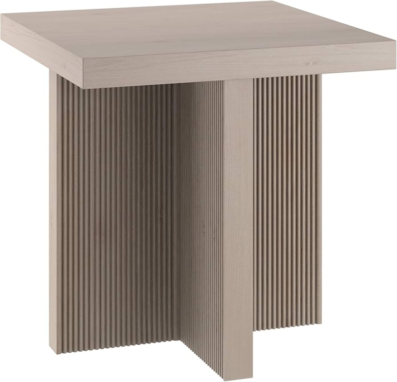 End Table Square Tapered Legs Storage Drawer Knob Light Finish