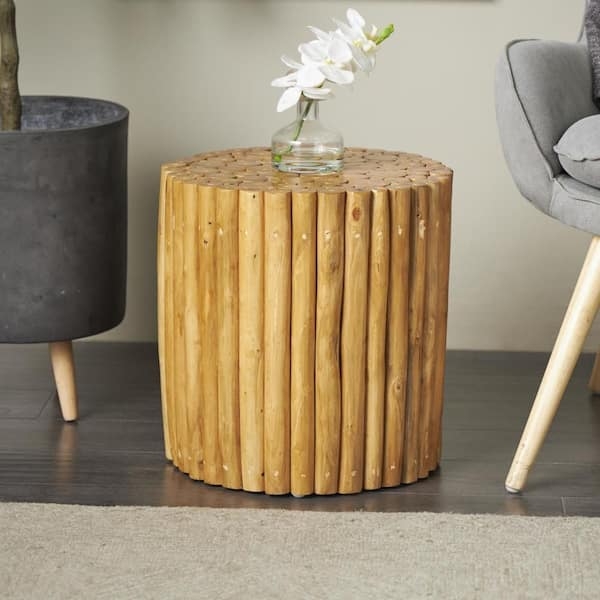 End Table Stick Cluster Design Cylindrical Silhouette Natural Matte Finish