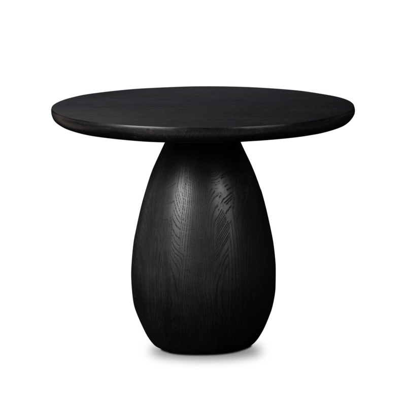 End Table Tall Modern Hourglass Silhouette Black Wash