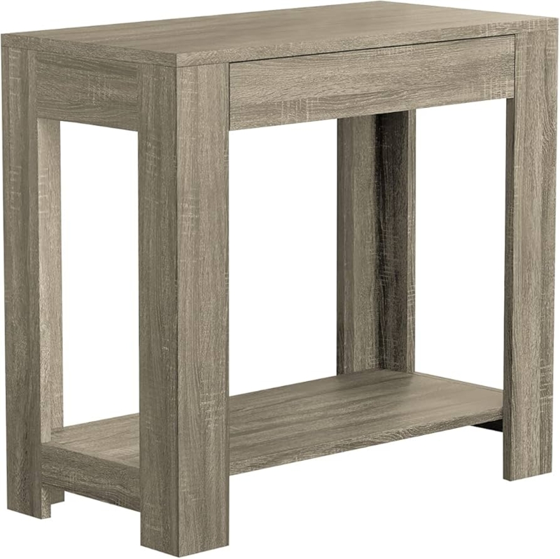 End Table Tapered Legs Dual Storage Levels Drawer Open Shelf