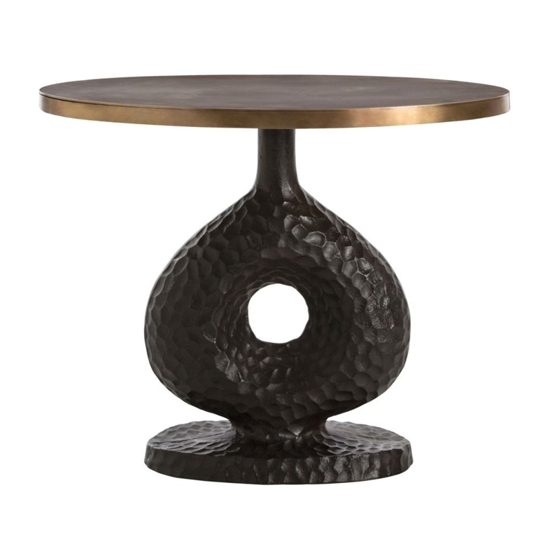 End Table Tapered Pedestal Base Antique Bronze Aluminum