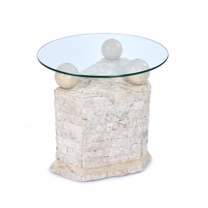 End Table Tessellated Stone Tiles Cantilever Top Postmodern Geometric