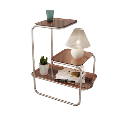 End Table Three-Tier Clear Glass Waterfall Sled Base