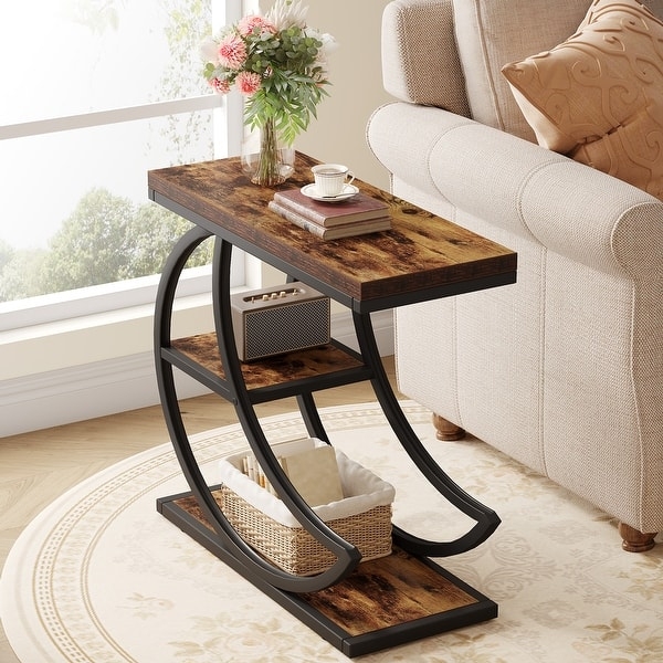 End Table Three Tier Wire Mesh Shelf Industrial Design