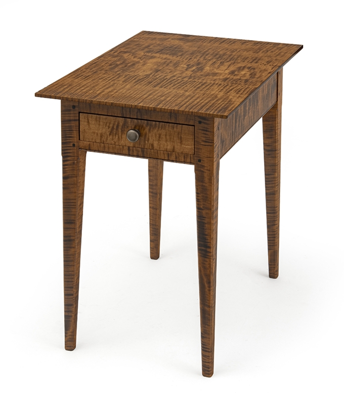 End Table Tiger Maple Grain, Traditional Style, Golden Amber.