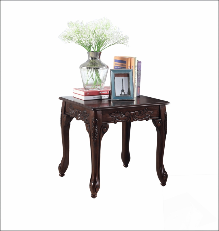 End Table Traditional Dark Cherry Cabriole Legs Ornate Apron