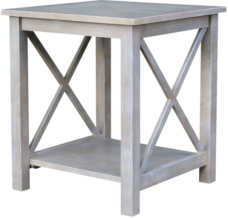 End Table Transitional Style Tapered Legs Single Drawer Open Shelf