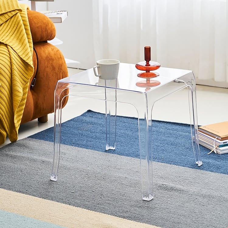 End Table Translucent Amber Top Skinny Acrylic Small Space