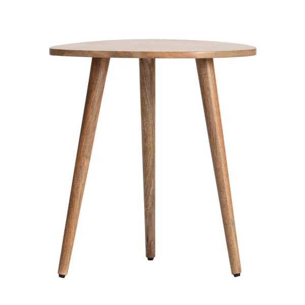 End Table Triangular Natural Wood Finish Tapered Tripod Legs