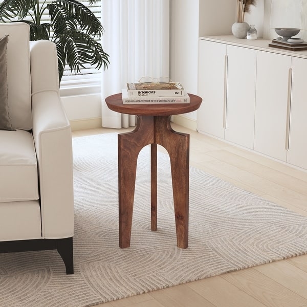 End Table Tripod Silhouette Honey Toned Finish Minimalist