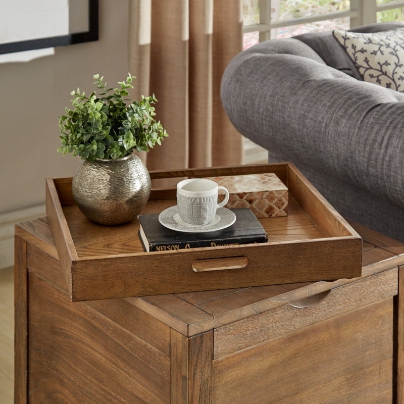 End Table Trunk Silhouette with Espresso Finish and Latch Hardware