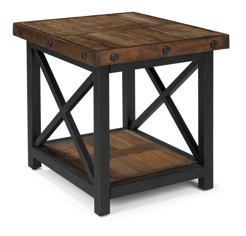 End Table Two Drawers Wood Toned Matte Finish Tapered Legs