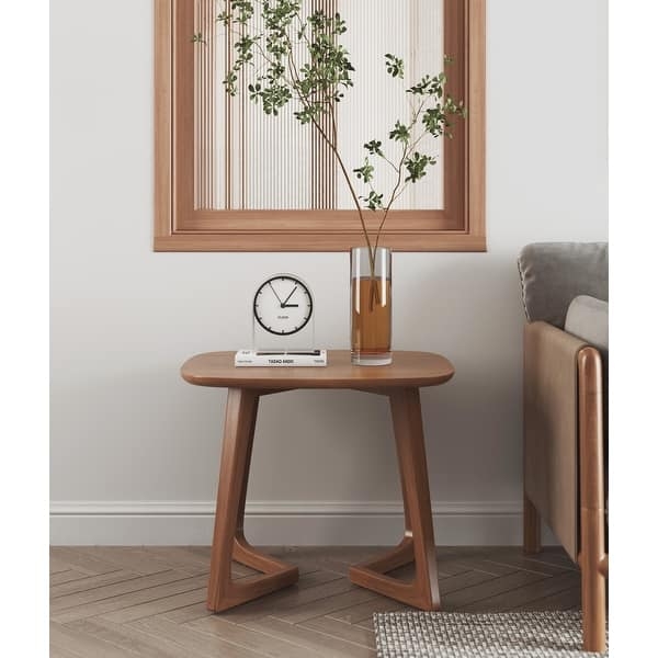 End Table Two Tier Rectangular Shelf Light Finish Modern