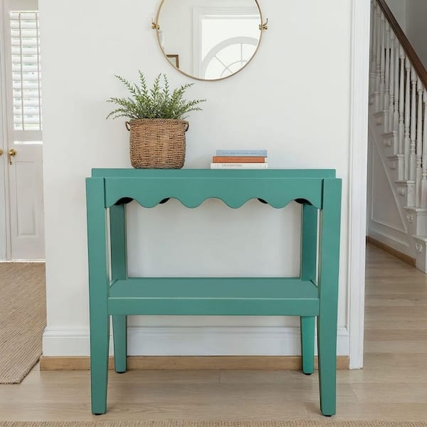 End Table Two-Tone Design Green End Table With Shelf