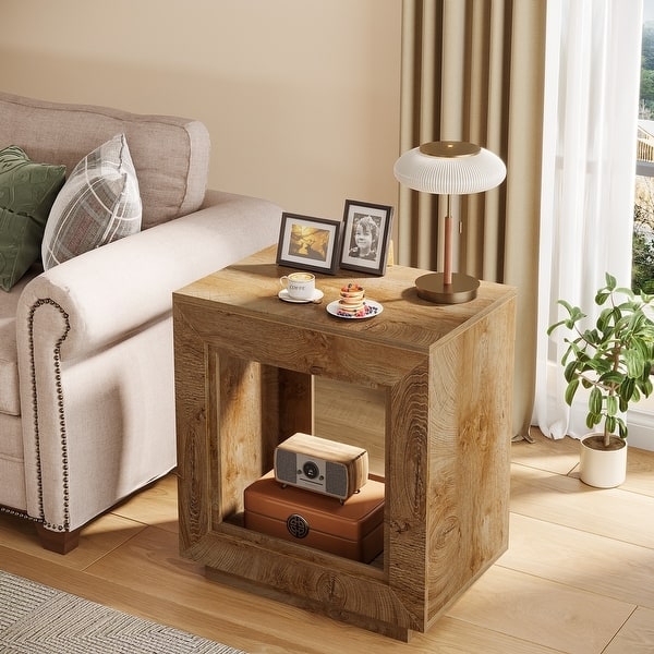 End Table Two-Tone Finish Farmhouse End Table Living Room X-Brace Sides