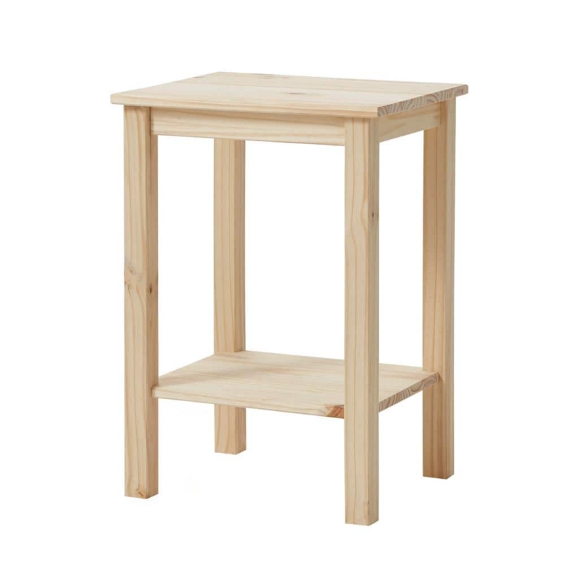 End Table Unfinished Pine Square with Lower Shelf