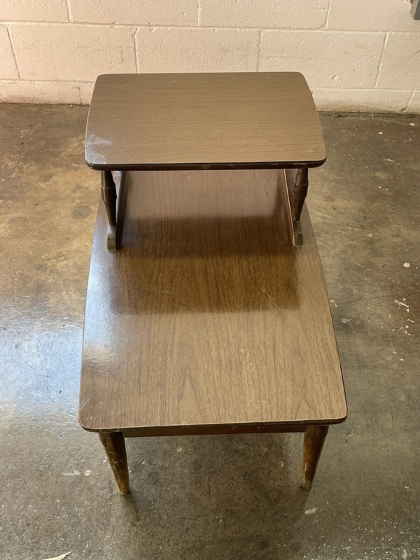 End Table Vintage Step Design with Tapered Legs
