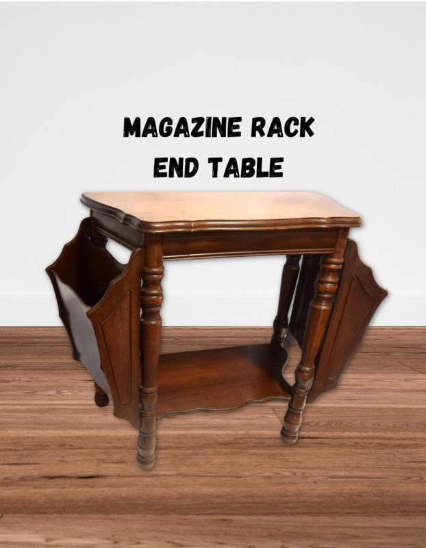 End Table Vintage Wood Lathed Legs Antique Finish