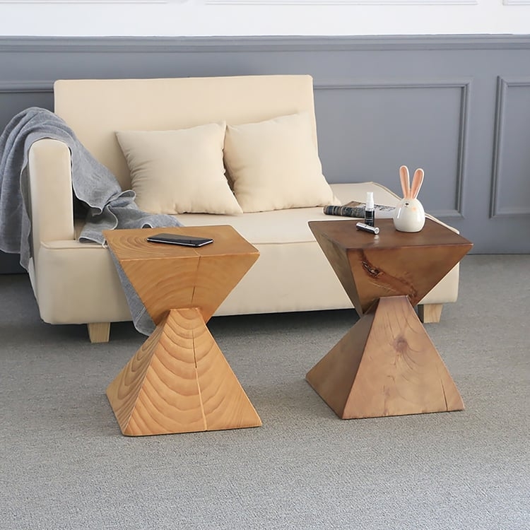 End Table Walnut Finish Chunky Legs Cottage Style