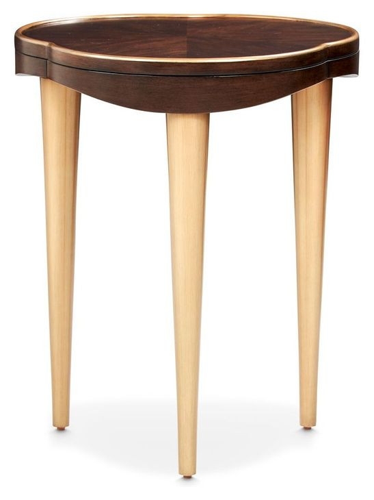End Table Warm Pecan Finish Tapered Legs Mid Century Modern
