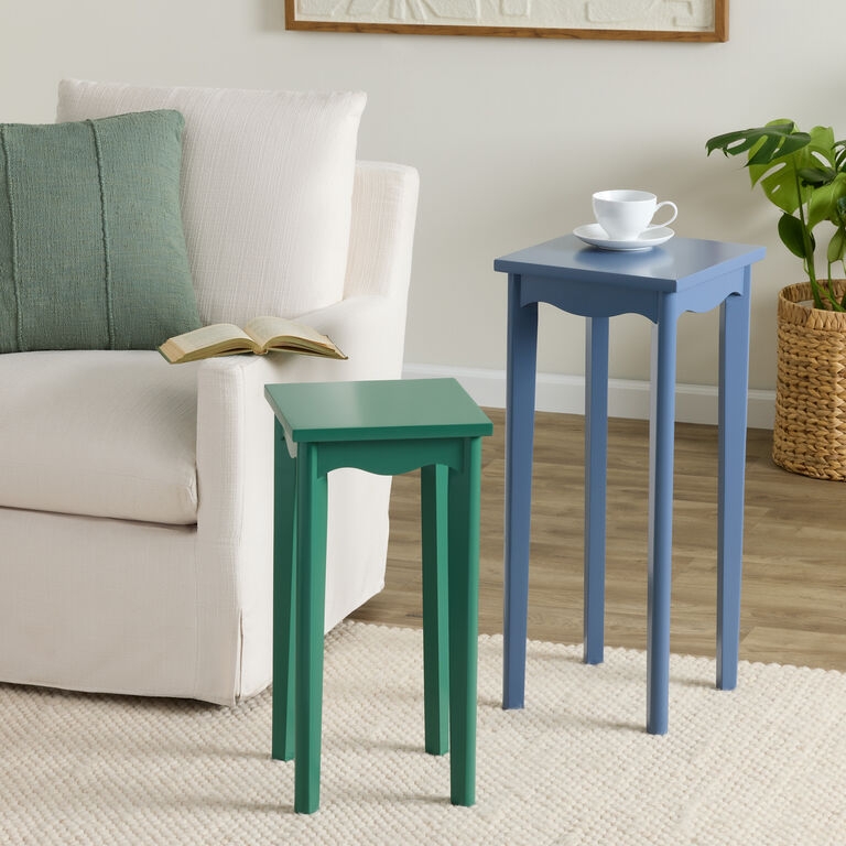 End Table Whimsical Foliage Green Scalloped Edge Small Scale Tripod