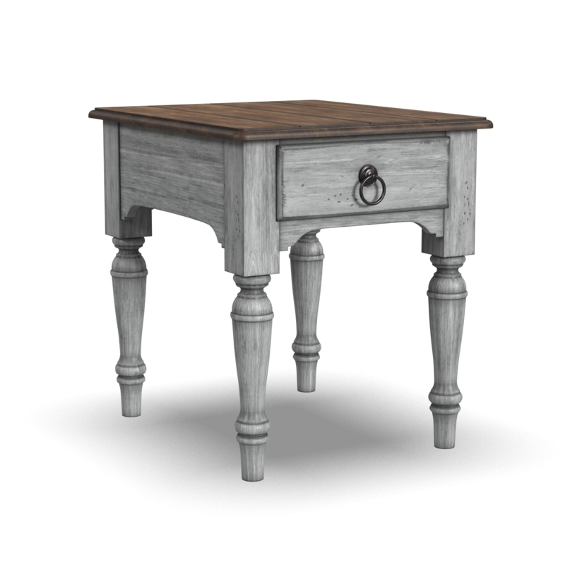 End Table with Charcoal Top, Distressed Base, Wood End Table