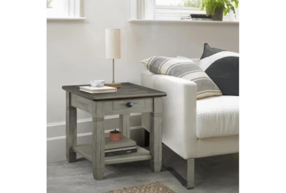 End Table with One Drawer, Transitional Brown Wood Storage