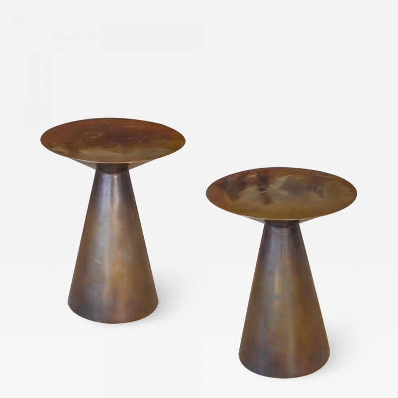 End Table with Organic Silhouette in Textured Bronze, Sculptural Bronze End Tables