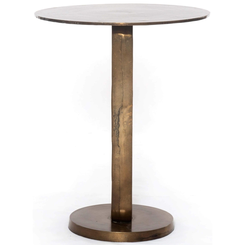 End Table with Three-Tiered Design in Aged Bronze, Contemporary Metal Accent Table