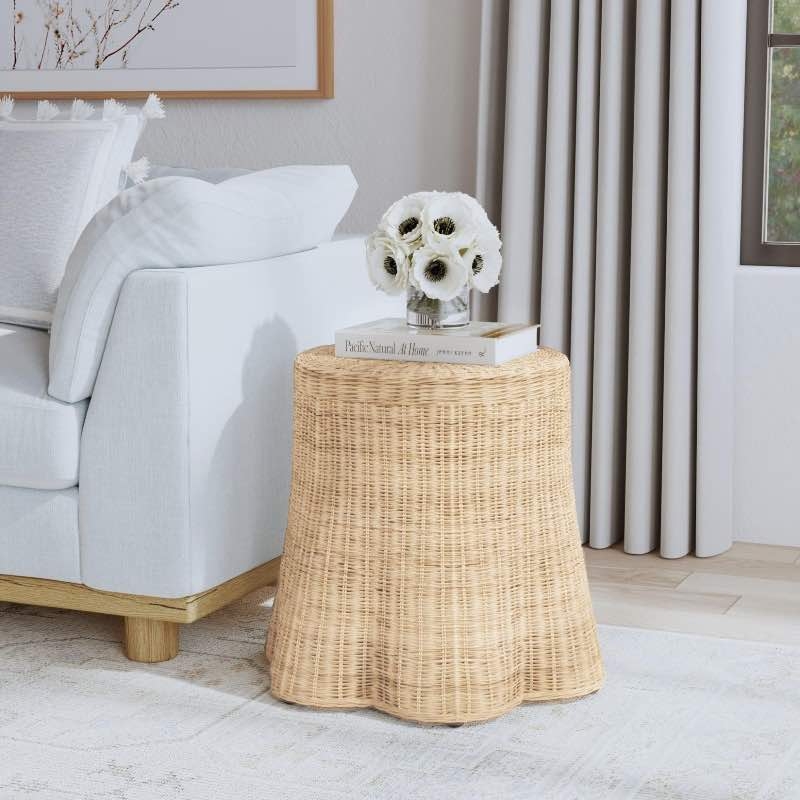 End Table Woven Rattan Coastal Rattan End Table Styling