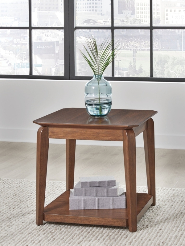 End Table X-Brace Sides Square Top Lower Shelf Modern Farmhouse End Table