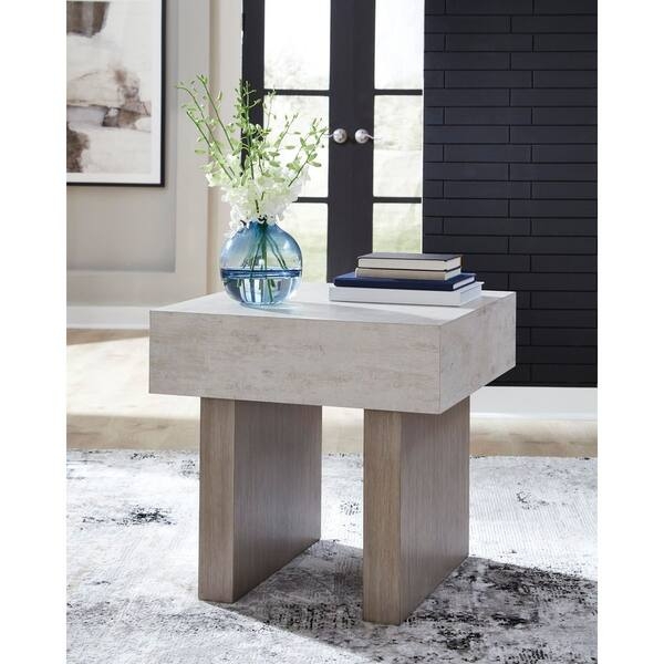 End Table X Brace Sides Two Tone White and Weathered Gray Finish