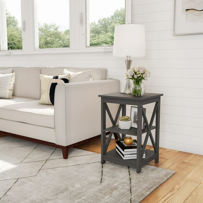 End Table, X-Leg Design, Modern Farmhouse Bedside Table