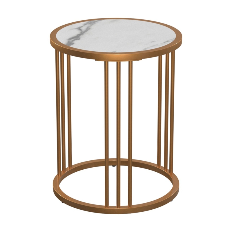 End Tables Set Of 2 Nesting Golden Frame, Modern Glam Style.