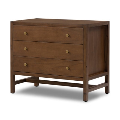 Espresso Wide Nightstand with Integrated Drawer Pulls