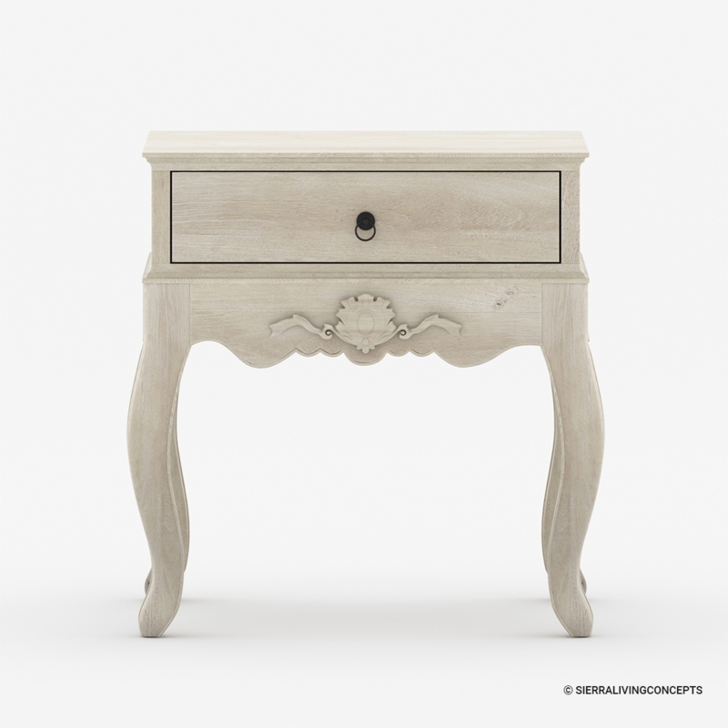 Espresso Wood End Table with Shelf and Scalloped Apron